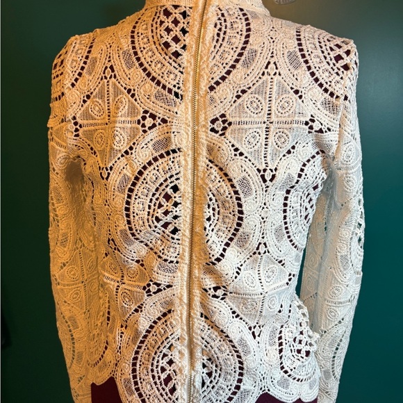 Bashe White Cream Embellished Blouse with Mandarin Collar - Picture 2 of 5